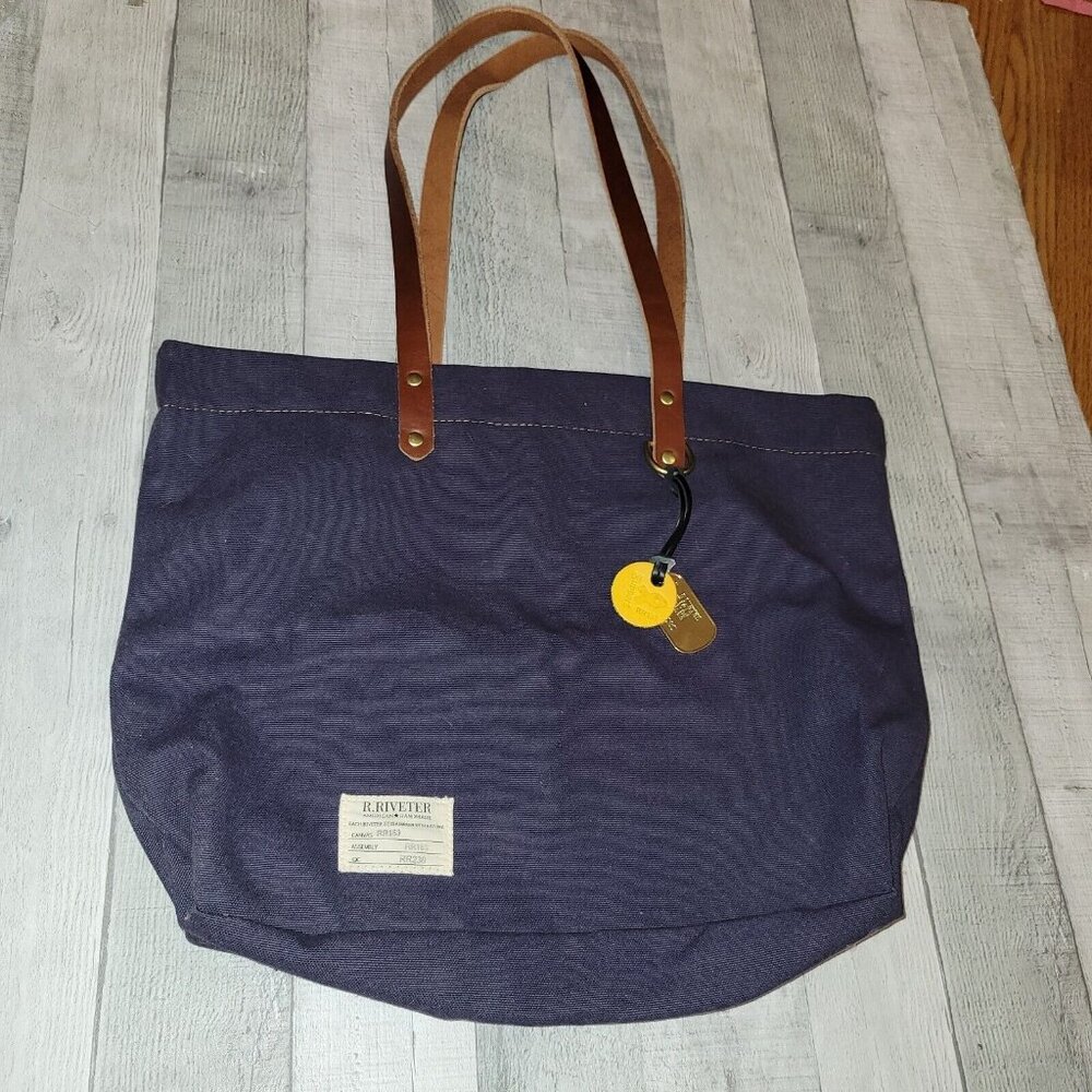 R.Riveter East/West Canvas Tote Market Handbag Navy